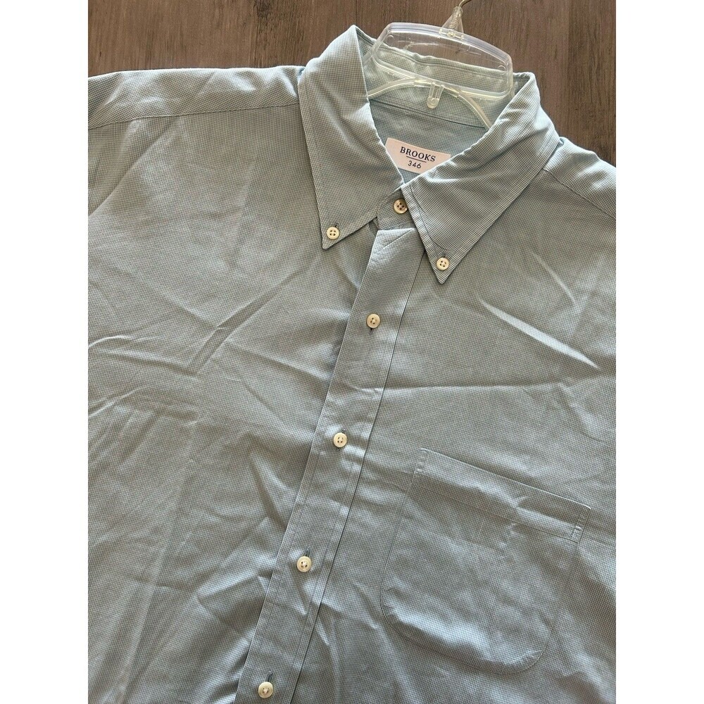 Vtg Brooks Brothers 346 Cotton Light Blue Button Down Pocket Size 16.5- 34/35